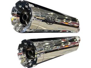 Double Slip-On Muffler Set Endcap Revolver Chrome