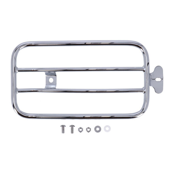 Solo seat luggage rack, 7". Chrome