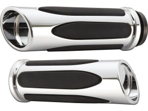 Deep Cut Comfort Grips Chrome 1" Throttle Cables