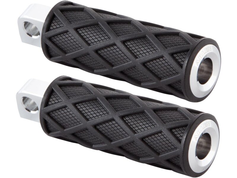 Diamond Footpegs Black Rubber Peg, Chrome End Cap Male Mount