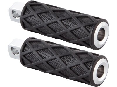Diamond Footpegs Black Rubber Peg, Chrome End Cap Male Mount