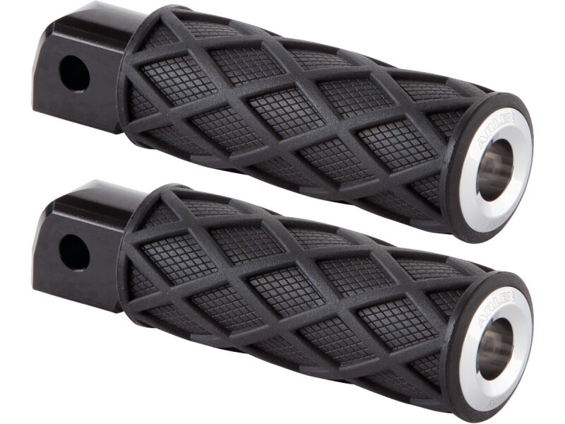 Diamond Passenger Pegs Black Rubber Peg, Chrome End Cap