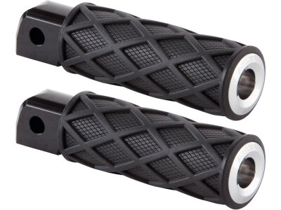Diamond Passenger Pegs Black Rubber Peg, Chrome End Cap