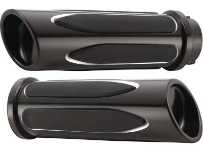 Deep Cut Comfort Grips Black Anodized 1" Throttle Cables