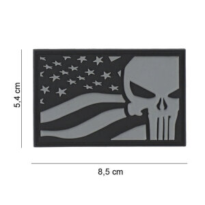 Army Surplus Punisher USA flag patch grey One size