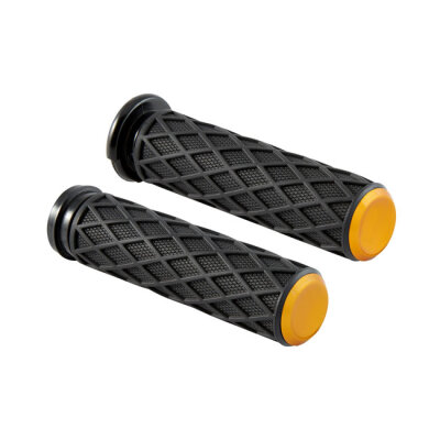 Arlen Ness, Diamond Handlebar Grip Set. Gold