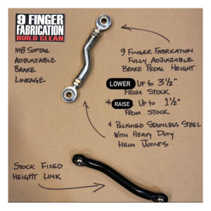 9Finger Fabrication, M8 mid-control brake linkage. Black