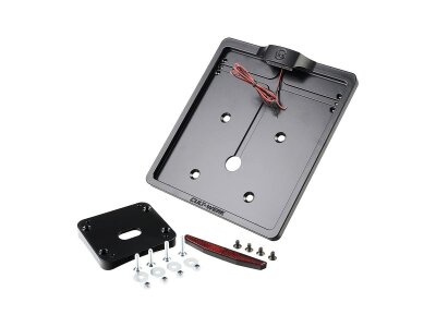 Mid-Mount License Plate Bracket and Base Plate Kit V1, Germany: 180 x 200 mm, without 3-in-1 Turn Signals Black Satin
