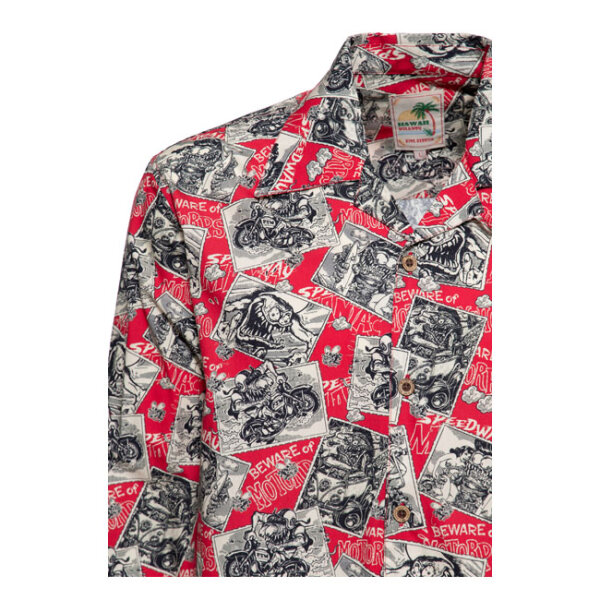 King Kerosin AOP shirt off dark red Size L