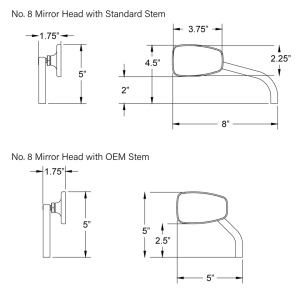 JM Mirror No. 8 Solid Long LH Black