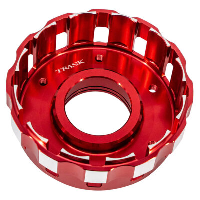 Trask, Twin Cam clutch basket. Hard anodized red