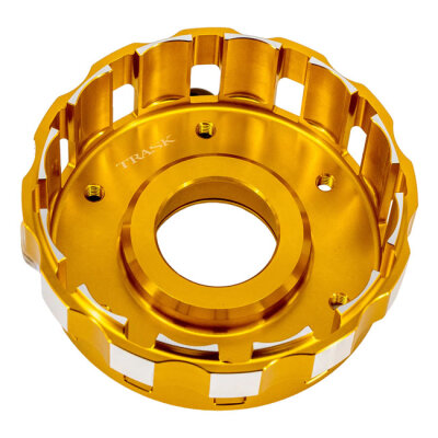 Trask, M8 billet clutch basket. Hard anodized natural