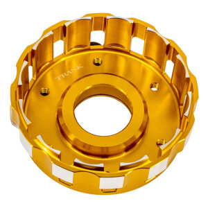 Trask, M8 billet clutch basket. Hard anodized natural