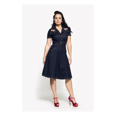 Queen Kerosin Swing Denim dress dark blue Size S