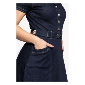 Queen Kerosin Swing Denim dress dark blue Size S