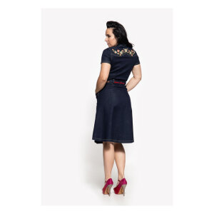 Queen Kerosin Swing Denim dress dark blue Size L