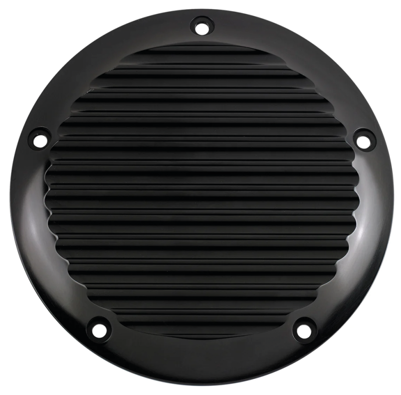 JM Derby Cover Finned Blk FLH/T15-Up (DE)