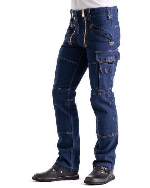 Jakob Herren Zunfthose ohne Schlag  blue-denim 28