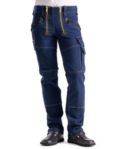 Jakob Herren Zunfthose ohne Schlag  blue-denim 44