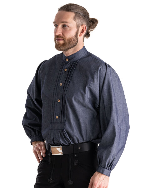 Joris Herren Hirtenhemd - Jeansoptik  blue-denim 2XL