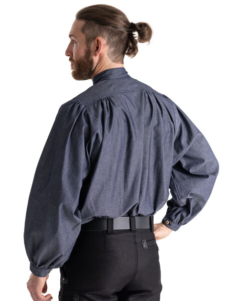 Joris Herren Hirtenhemd - Jeansoptik  blue-denim 2XL