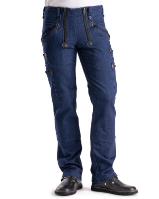 Mario Herren Zunfthose ohne Schlag  blue-denim 90