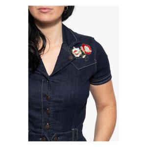 Queen Kerosin Swing Denim dress dark blue Size XS