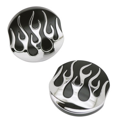 GZP Black chrome flamed gascap set L+R