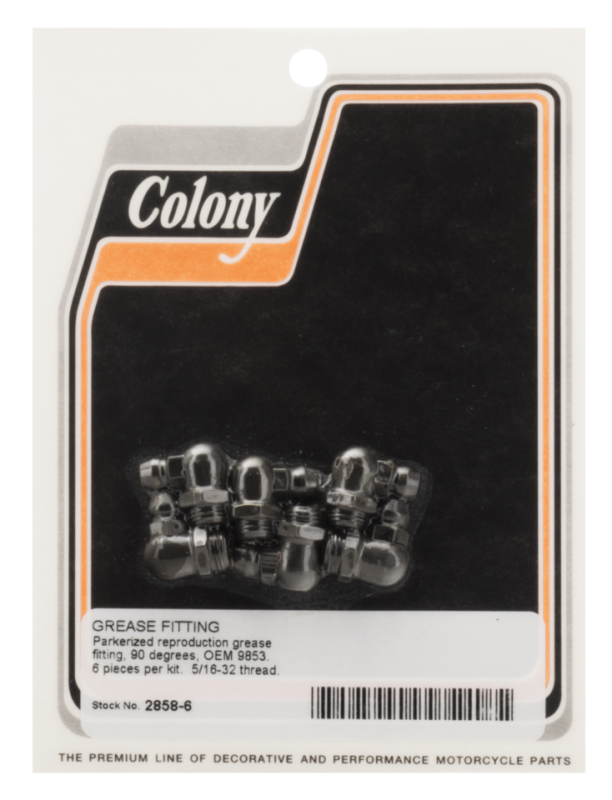 6-pck Colony Grease Fitting, chrome (IT)