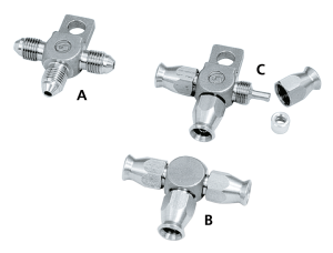 Brakeline Tee 3/8 UNF w/mnt tab st (IT)