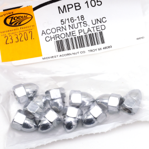 10pck Chrome Acorn nuts 5/16-18