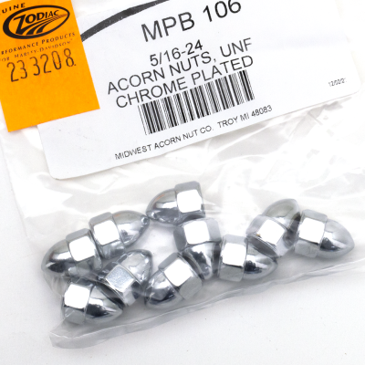 10pck Chrome Acorn nuts 5/16-24 (IT)