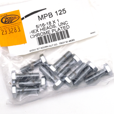 10pck Chrome hex head screws 5/16-18x1 (IT)