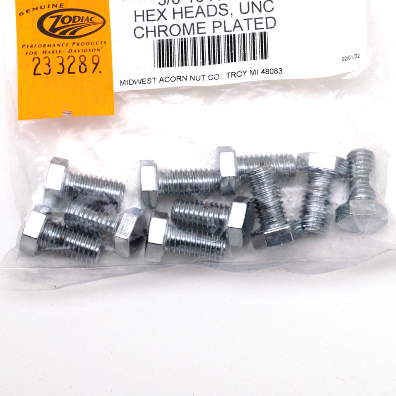 10pck Chrome hex head screws 3/8-16x3/4 (IT)
