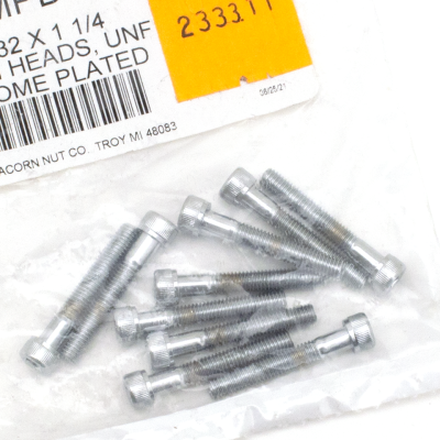10pck Chrome allen screws 10-32x1-1/4 (IT)