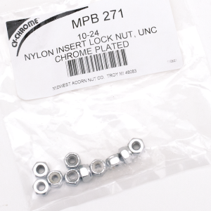 10pck Chrome nylock nuts 10-24 UNC