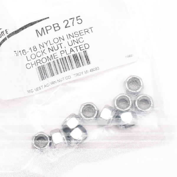 10pck Chrome nylock nuts 5/16-18 UNC (IT)