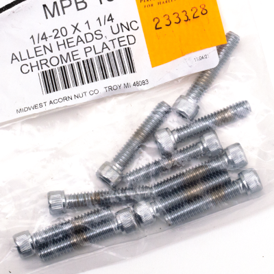 10pck Chrome allen screws 1/4-20x1-1/4" (IT)