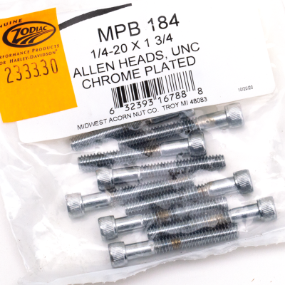 10pck Chrome allen screws 1/4-20x1-3/4 (IT)
