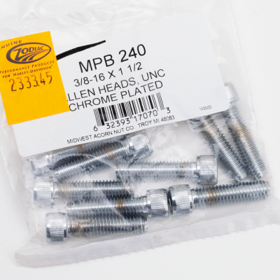 10pck Chrome allen screws 3/8-16x1-1 (IT)