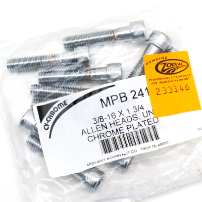 10pck Chrome allen screws 3/8-16x1-3/4" (IT)