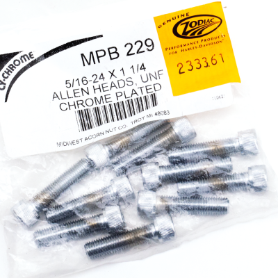 10pck Chrome allen screws 5/16-24x1- (IT)