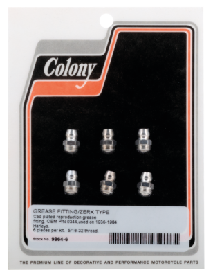 6-pck Colony Grease Fitting, white plate