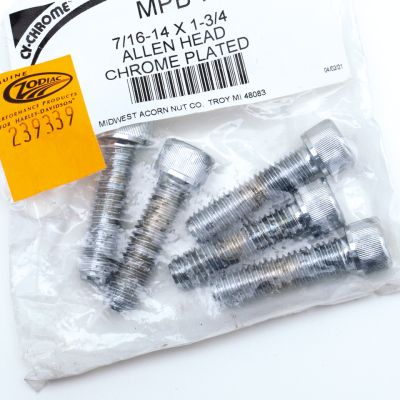 5pck Chr.Allen head screws 7/16-14x1.75"