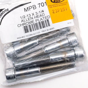 5pck Chrome Allen screws 1/2-13x3 1/4"