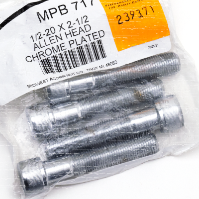 5pck Chrome Allen screws 1/2-20x2 1/2" (IT)