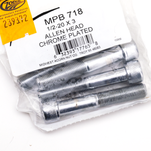 5pck Chrome Allen screws 1/2-20x3"