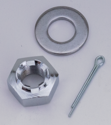 GZP chrome castle nut, washer, cotterpin