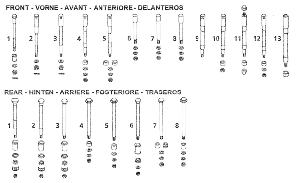 GZP Rear axle hardware XL79-up (IT)