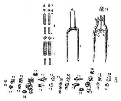Front fork set complete BT36-45 black (IT)